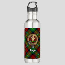 Clan Boyd Crest over Tartan Stainless Steel Water Bottle