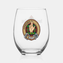 Clan Boyd Crest over Tartan Stemless Wine Glass