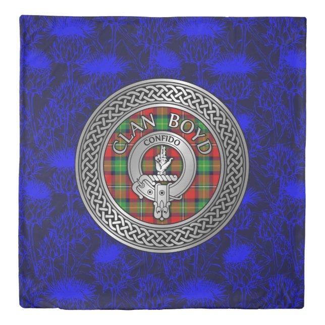 Clan Boyd Crest & Tartan Knot Duvet Cover (Front)