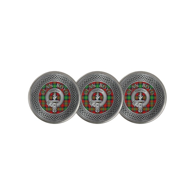 Clan Boyd Crest & Tartan Knot Golf Ball Marker (3 Up)