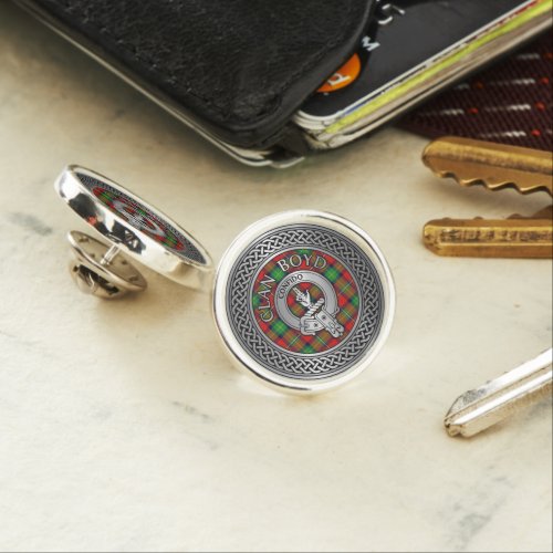 Clan Boyd Crest  Tartan Knot Lapel Pin