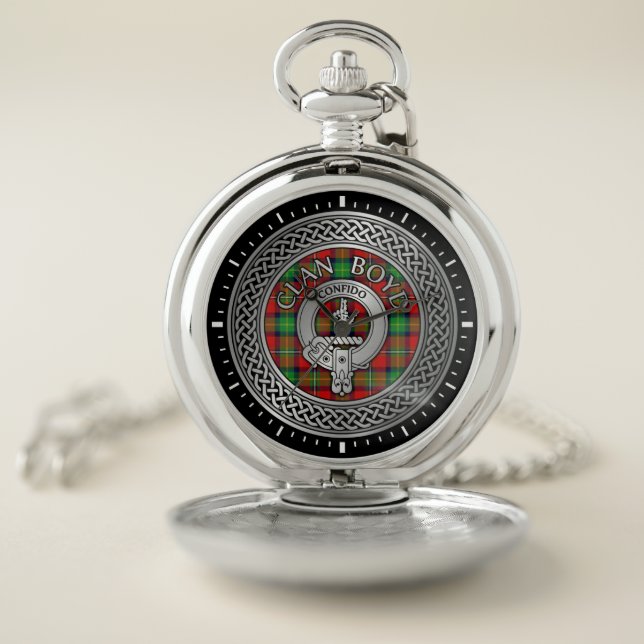 Clan Boyd Crest & Tartan Knot Pocket Watch (Inside)