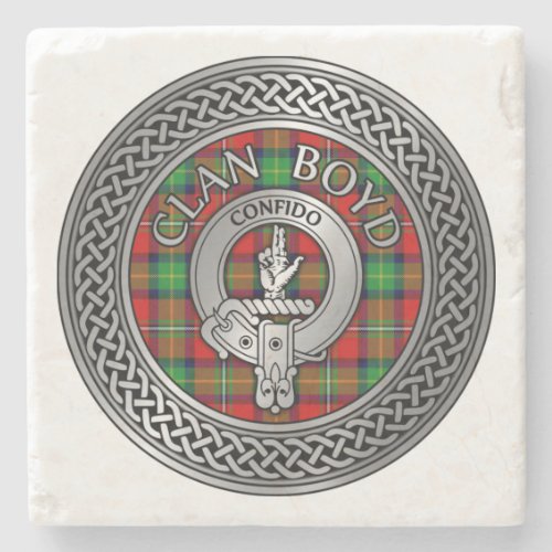 Clan Boyd Crest  Tartan Knot Stone Coaster