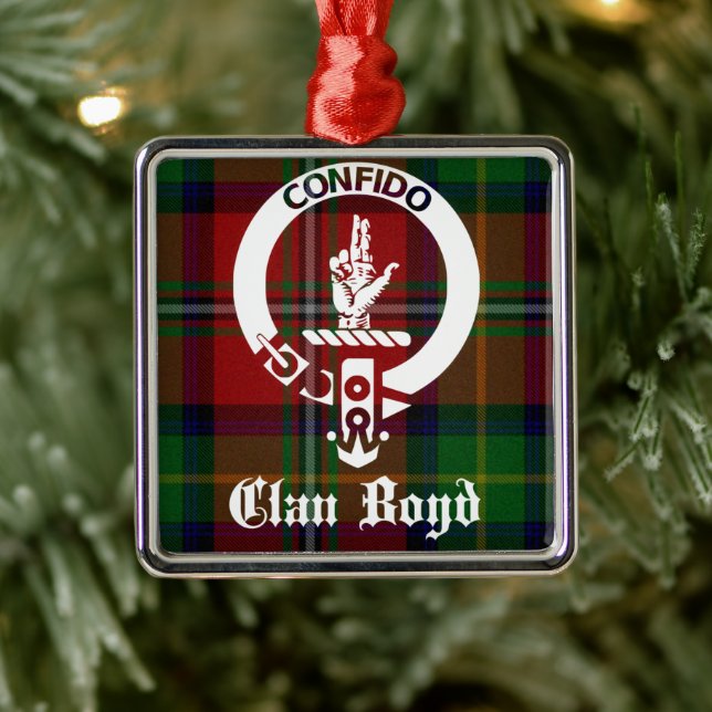 Clan Boyd Crest Tartan Metal Ornament (Tree)