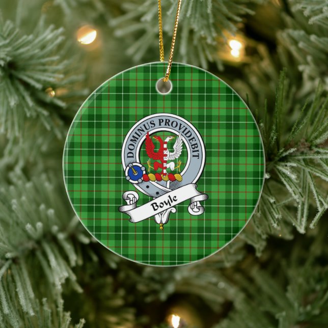 Clan Boyle Badge Tartan Plaid Ceramic Ornament (Tree)