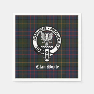 Clan Boyle Crest Badge and Tartan Napkins