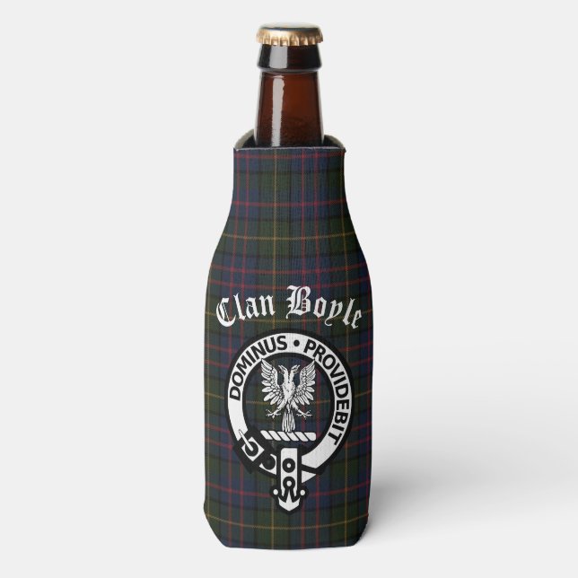 Clan Boyle Crest & Tartan  Bottle Cooler (Bottle Front)