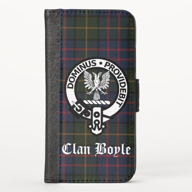 Clan Boyle Crest & Tartan iPhone Wallet Case (Front)