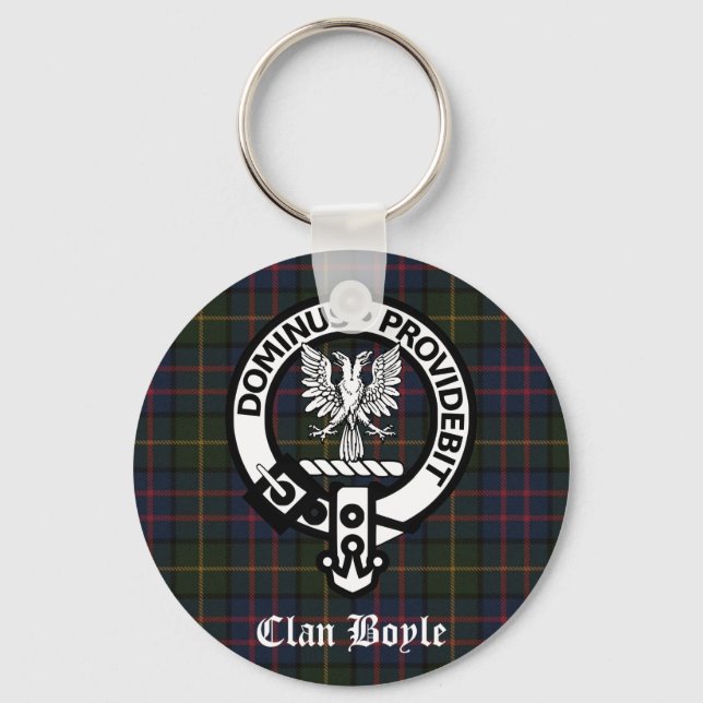 Clan Boyle Crest & Tartan Keychain (Front)
