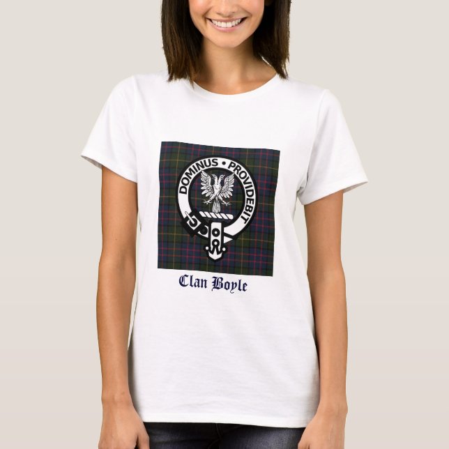 Clan Boyle Crest & Tartan T-Shirt (Front)