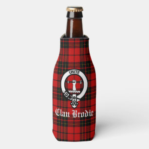 Clan Brodie Crest Badge and Tartan Bottle Cooler