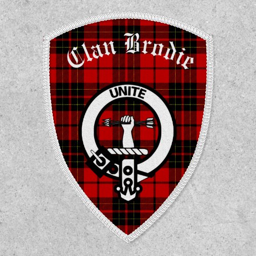 Clan Brodie Crest Badge and Tartan Iron On Patch