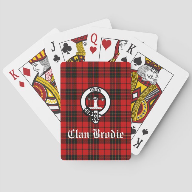 Clan Brodie Crest Badge and Tartan Poker Cards (Back)