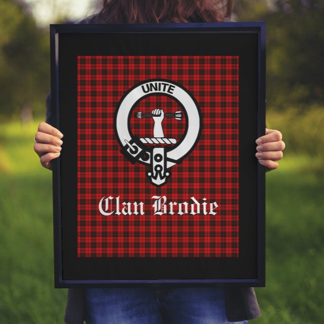 Clan Brodie Crest Badge and Tartan  Poster (Creator Uploaded)