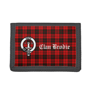 Clan Brodie Crest Badge and Tartan Tri-fold Wallet