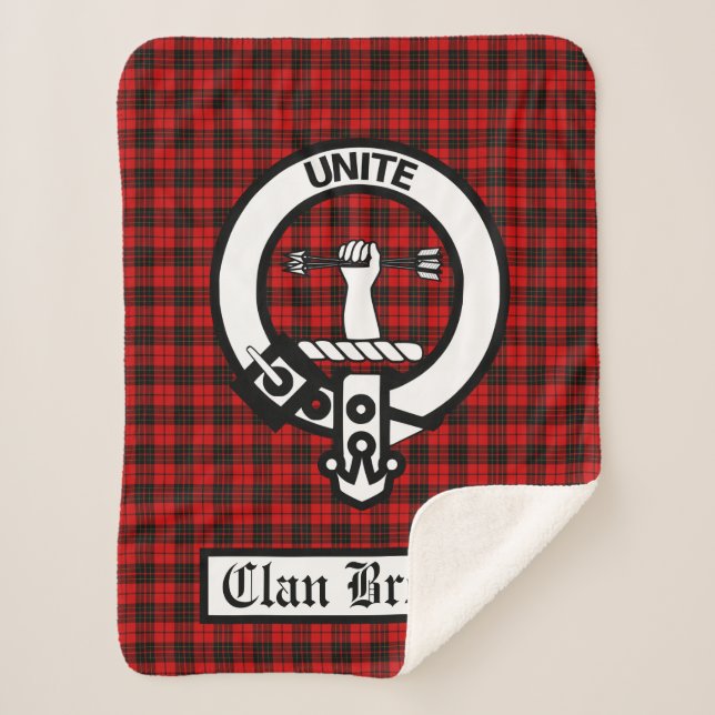 Clan Brodie Crest Badge & Tartan Sherpa Blanket (Front)