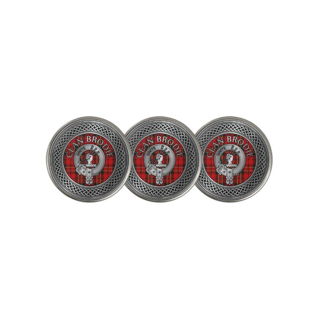 Clan Brodie Crest & Tartan Knot Golf Ball Marker (3 Up)