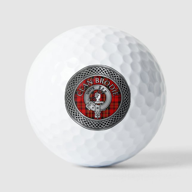 Clan Brodie Crest & Tartan Knot Golf Balls (Front)