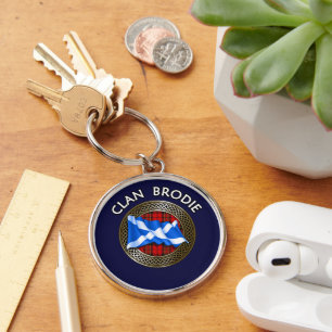 Clan Brodie Tartan Knot & Flag Keychain
