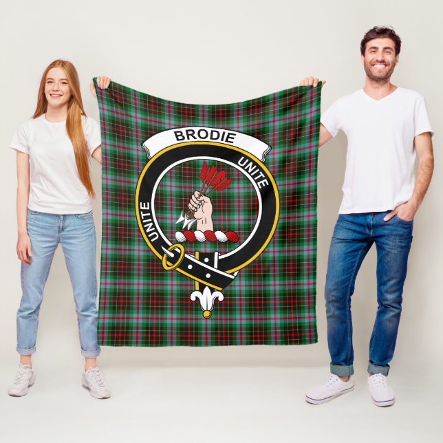 Clan Brodie Tartan Plaid Fleece Blanket (In Situ)