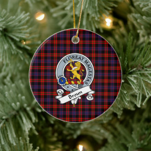 Clan Broun Modern Badge Tartan Plaid Ceramic Ornament