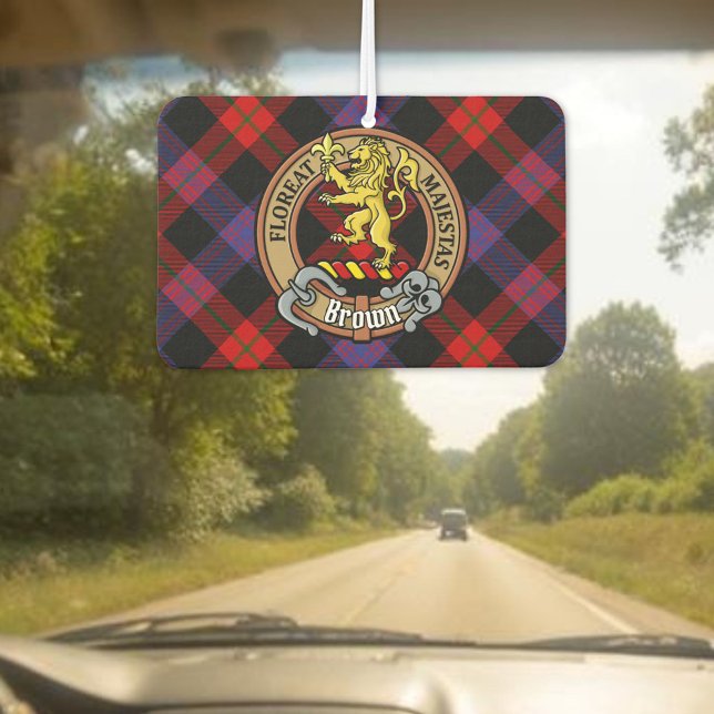 Clan Brown Crest over Tartan Air Freshener (Creator Uploaded)