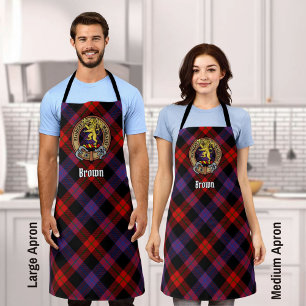 Clan Brown Crest over Tartan Apron