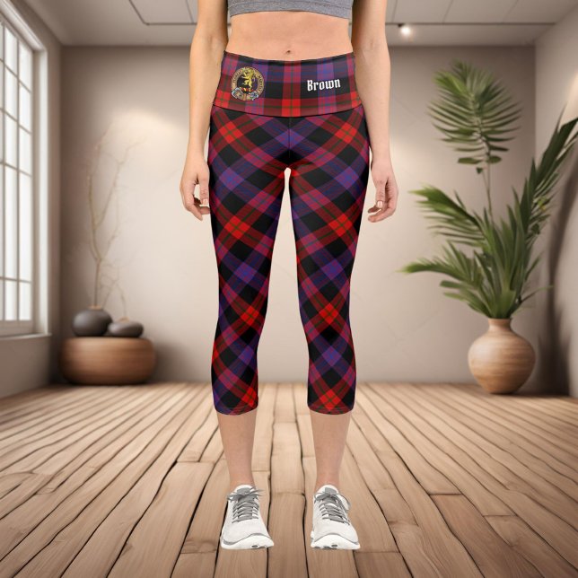 Clan Brown Crest over Tartan Capri Leggings (Creator Uploaded)