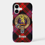 Clan Brown Crest over Tartan iPhone 17 Case
