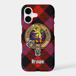 Clan Brown Crest over Tartan iPhone 17 Case
