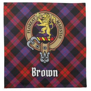 Clan Brown Crest over Tartan Cloth Napkin