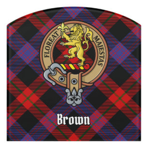 Clan Brown Crest over Tartan Door Sign
