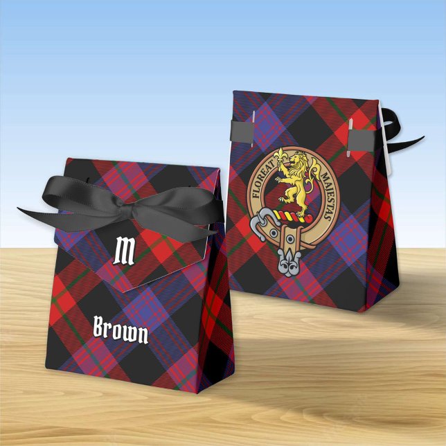 Clan Brown Crest over Tartan Favor Boxes (Creator Uploaded)