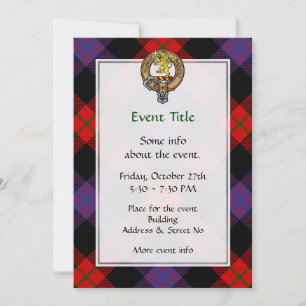 Clan Brown Crest over Tartan Invitation