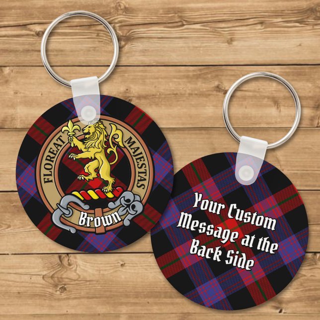 Clan Brown Crest over Tartan Keychain (Creator Uploaded)