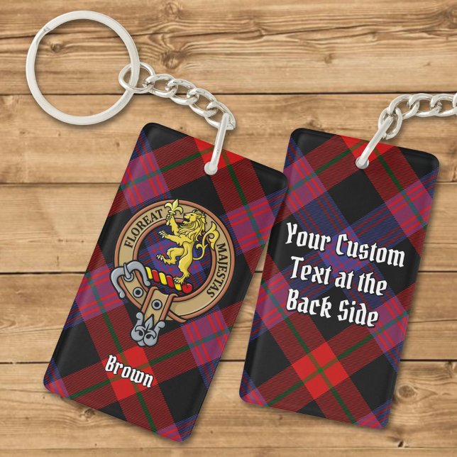 Clan Brown Crest over Tartan Keychain (Creator Uploaded)