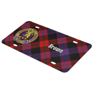 Clan Brown Crest over Tartan License Plate