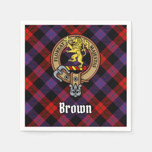 Clan Brown Crest over Tartan Napkins