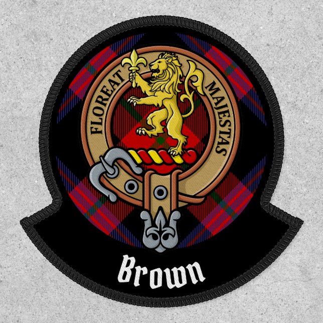 Clan Brown Crest over Tartan Patch (Front)