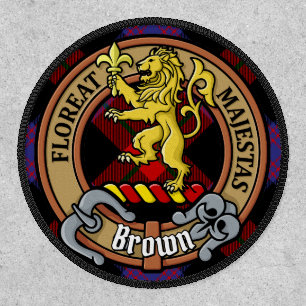 Clan Brown Crest over Tartan Patch