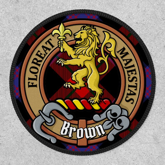 Clan Brown Crest over Tartan Patch (Front)