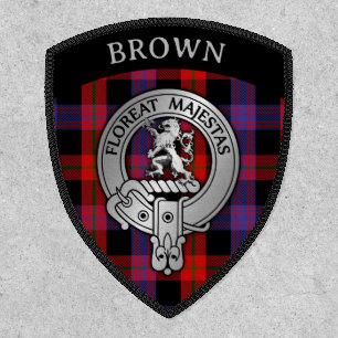 Clan Brown Crest & Tartan Shield Patch