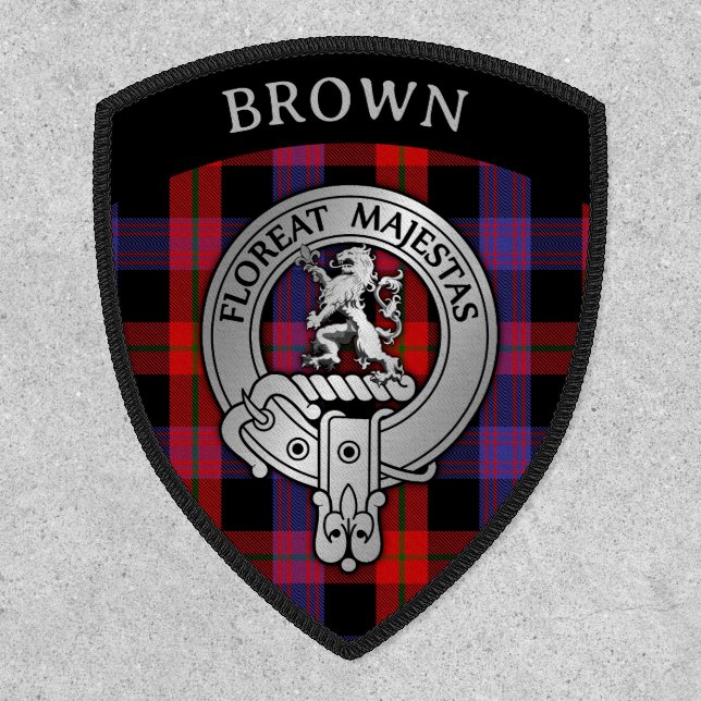 Clan Brown Crest & Tartan Shield Patch (Front)