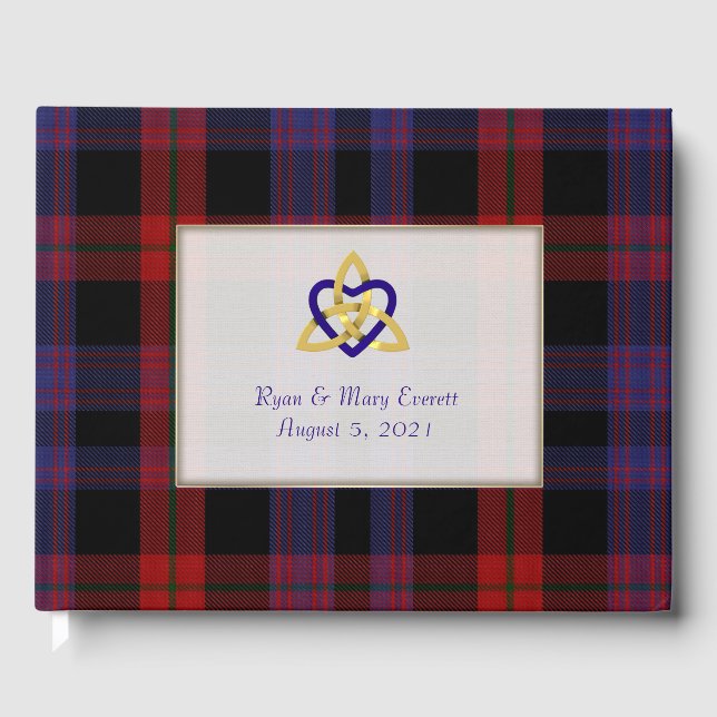 Clan Brown Plaid Celtic Heart Wedding 1 Guest Book (Front)