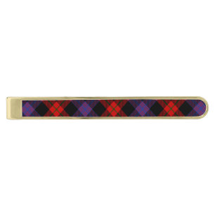 Clan Brown Tartan Gold Finish Tie Bar