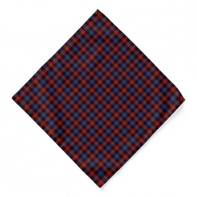 Clan Brown Tartan Royal Blue and Red Plaid Bandana (Front)
