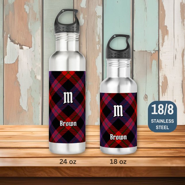 Clan Brown Tartan Stainless Steel Water Bottle (Creator Uploaded)