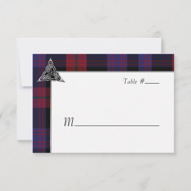 Clan Brown Tartan Thistle Wedding Escort RSVP Card (Front)