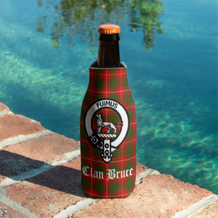 Clan Bruce Crest Badge & Tartan Bottle Cooler