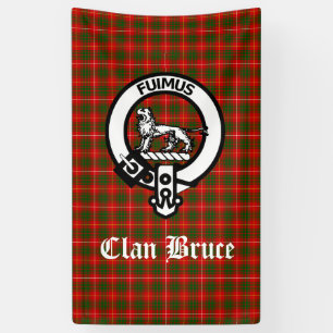 Clan Bruce Crest Badge & Tartan Custom Banner
